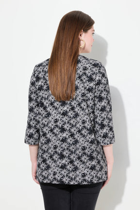 Ulla Popken Flower Shirt in Black