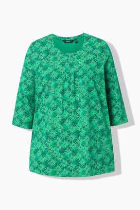 Ulla Popken Flower Shirt in Green