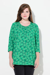 Ulla Popken Flower Shirt in Green