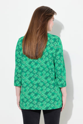 Ulla Popken Flower Shirt in Green