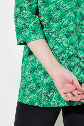 Ulla Popken Flower Shirt in Green