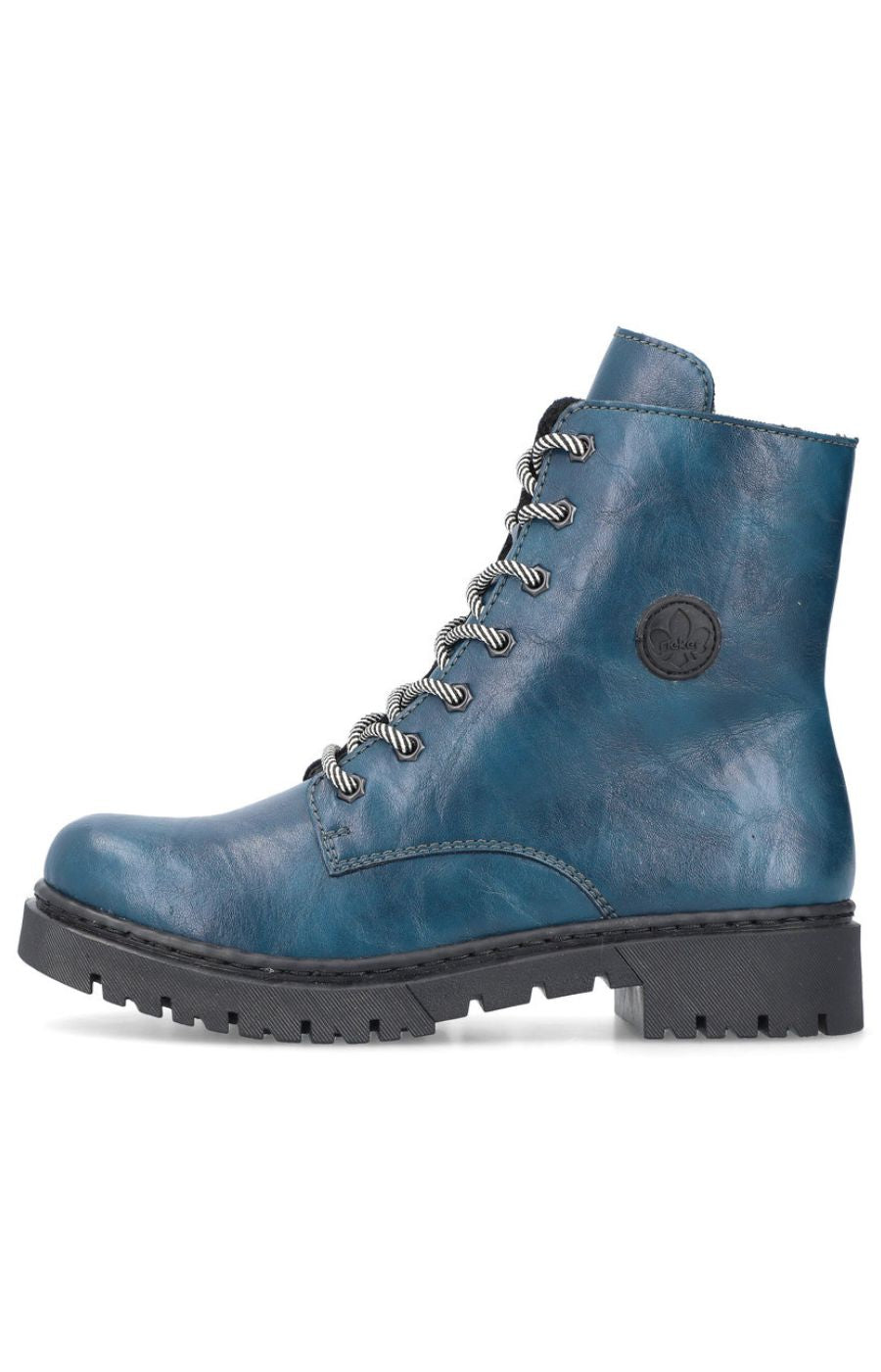 Rieker Biker Lace Up Boot in Blue