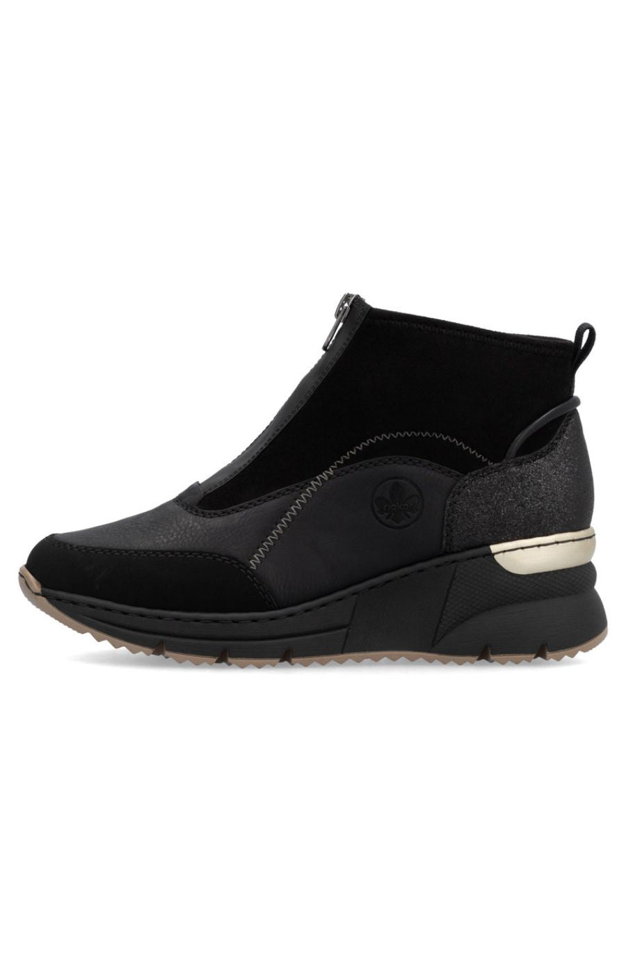 Rieker Zip Wedge Trainer in Black