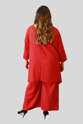 Lily Crepe Co-Ord in Red