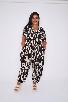 Jenna Jumpsuit in Graphic Black