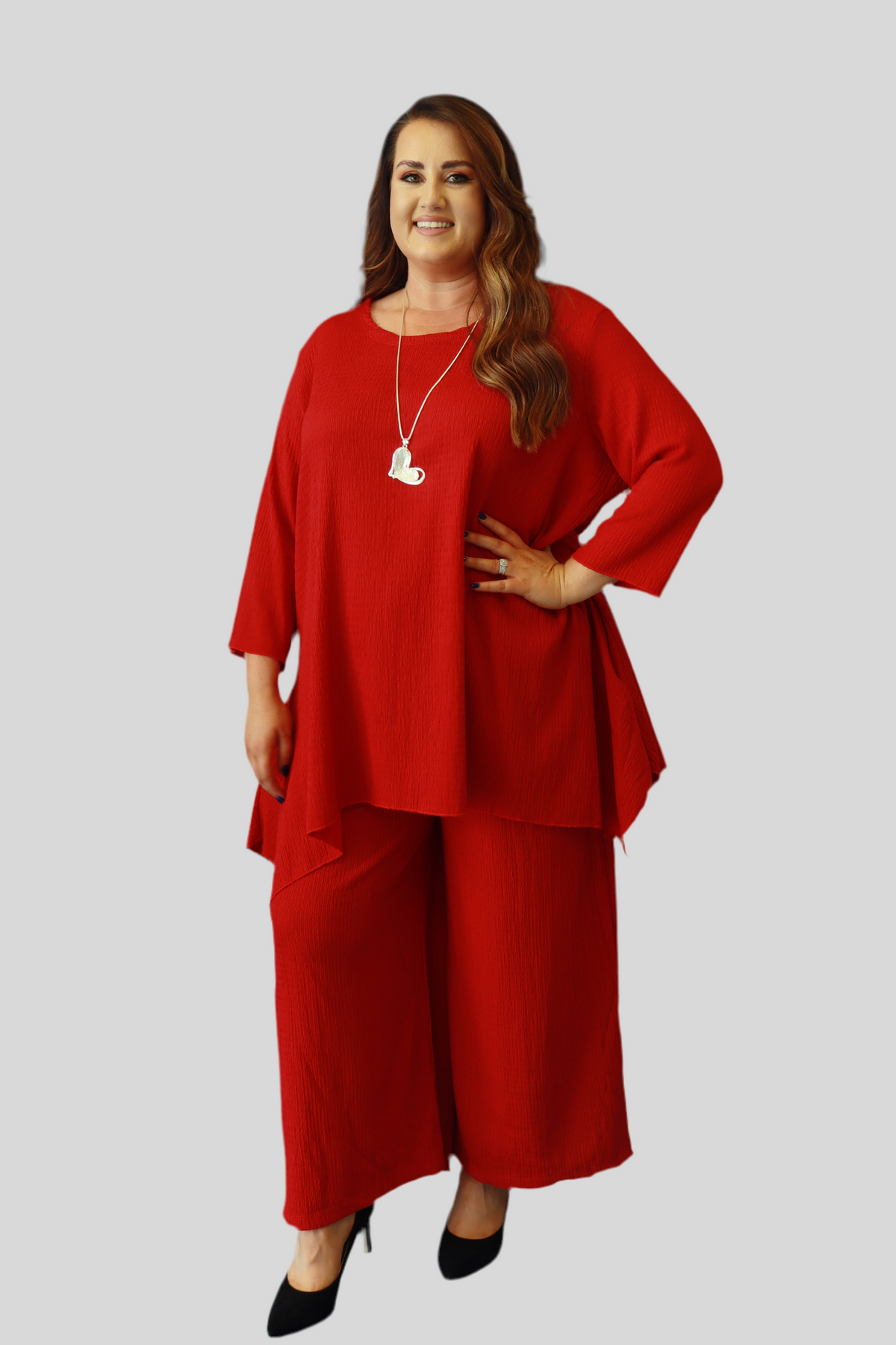 Lily Crepe Co-Ord in Red