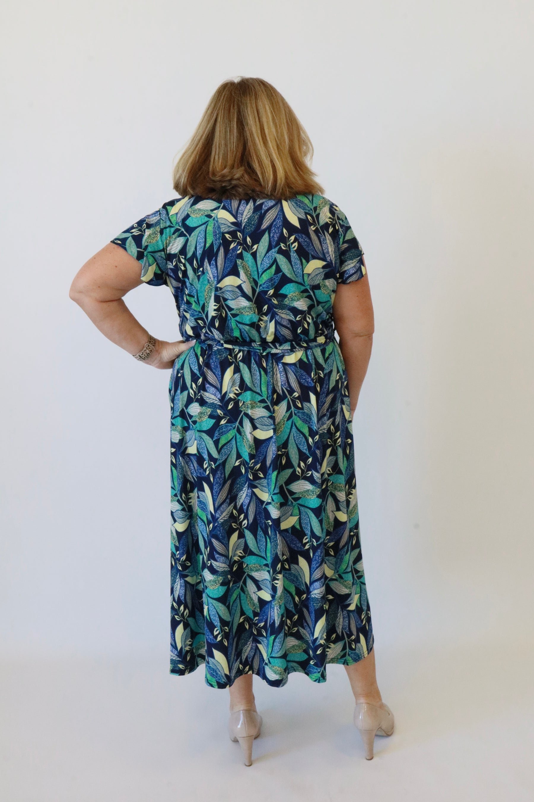 Dani Dress in Blue Leaves