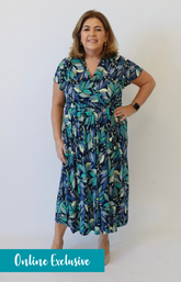 Dani Dress in Blue Leaves