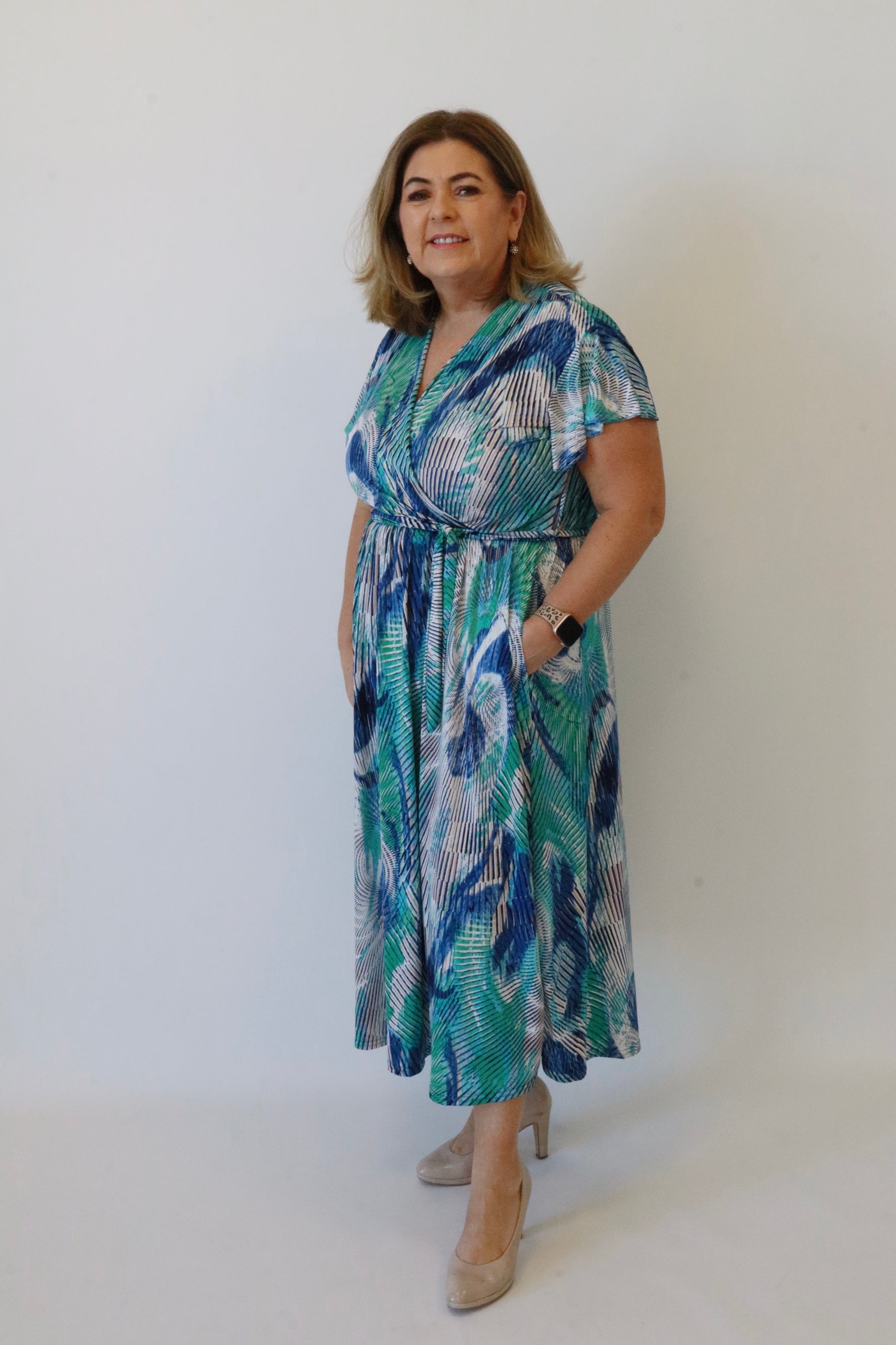 Dani Dress in Blue and Green