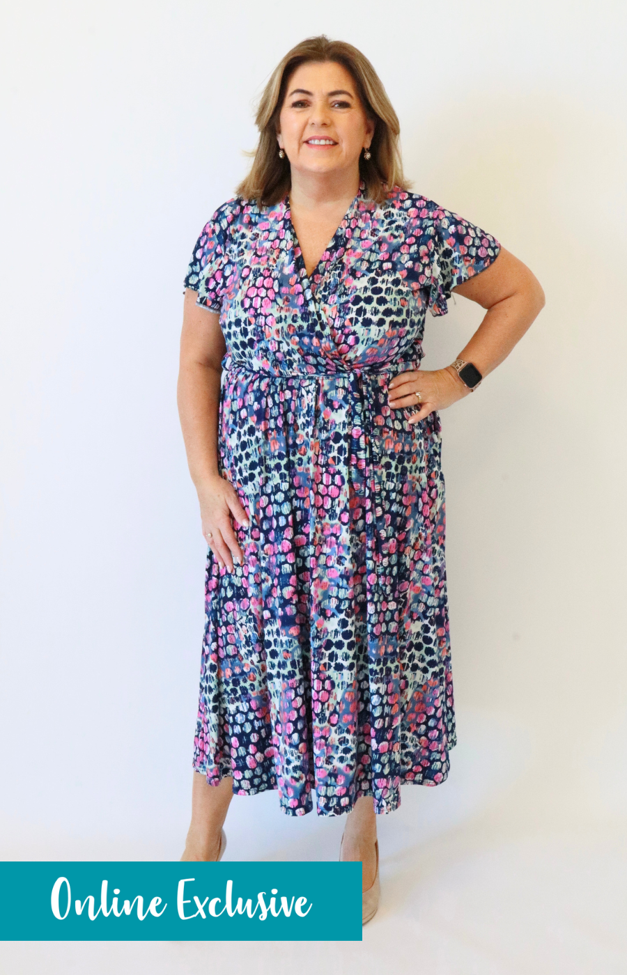 Dani Dress in Navy Dot