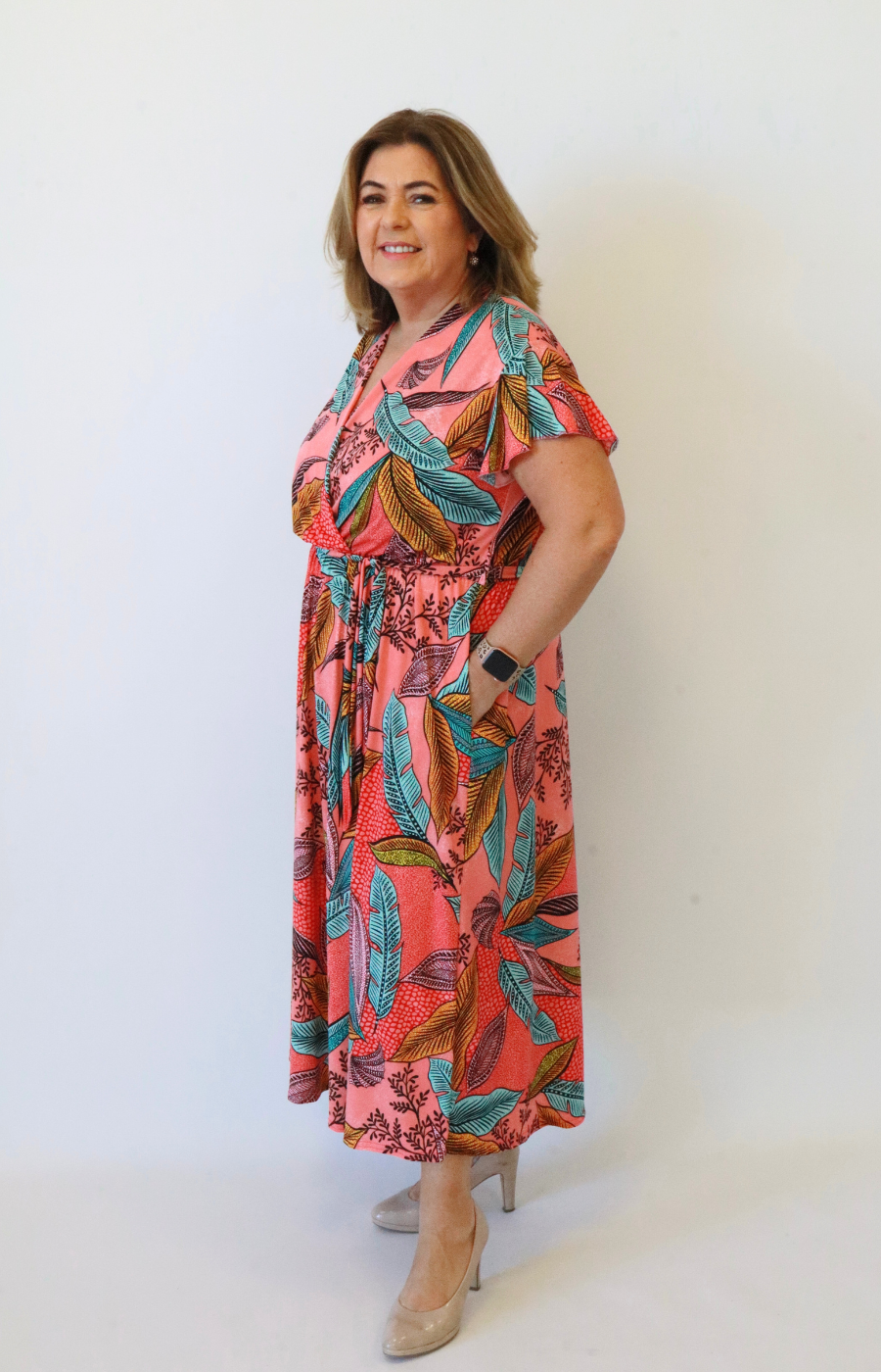 Dani Dress in Tropical Coral