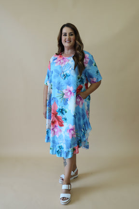 Angie Floral Dress in Blue