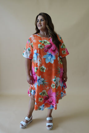 Angie Floral Dress in Orange