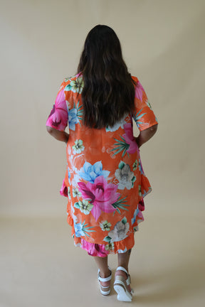 Angie Floral Dress in Orange