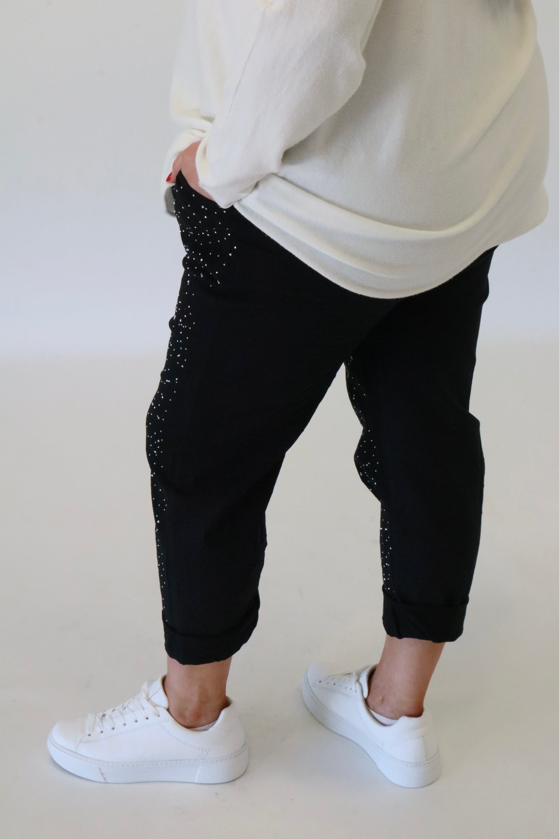 Grace Sparkle Jogger in Black