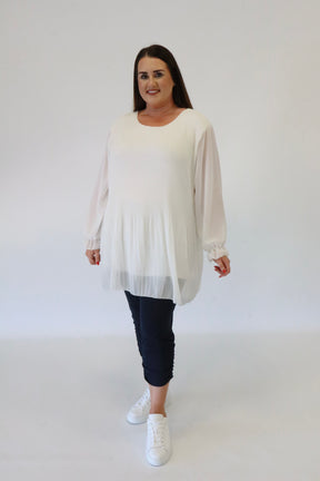 Maizie Pleated Blouse in White