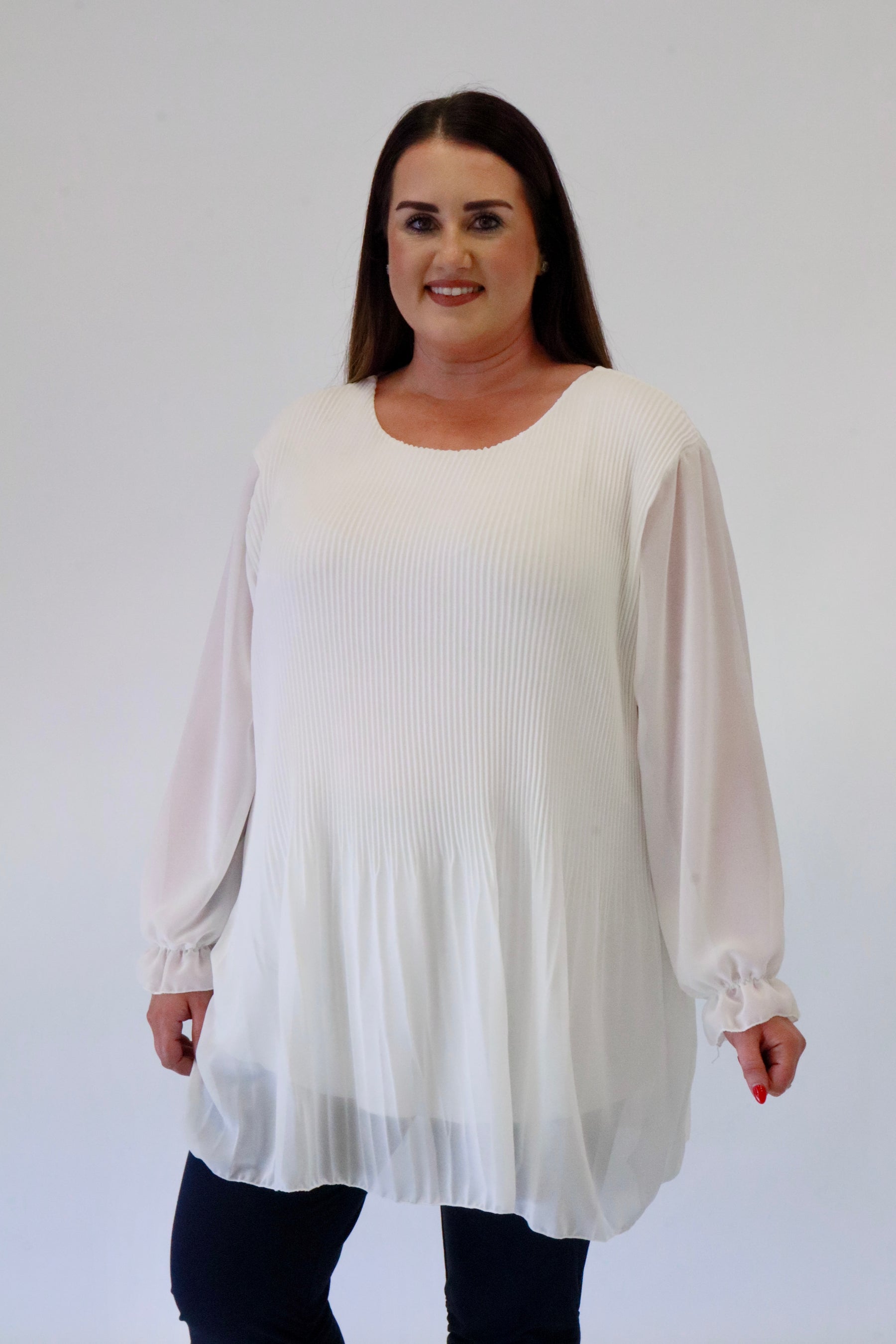 Maizie Pleated Blouse in White