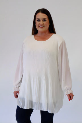 Maizie Pleated Blouse in White