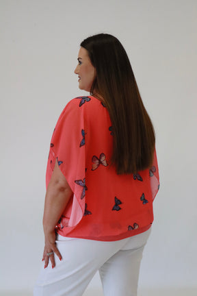 Butterfly Magic Blouse in Coral