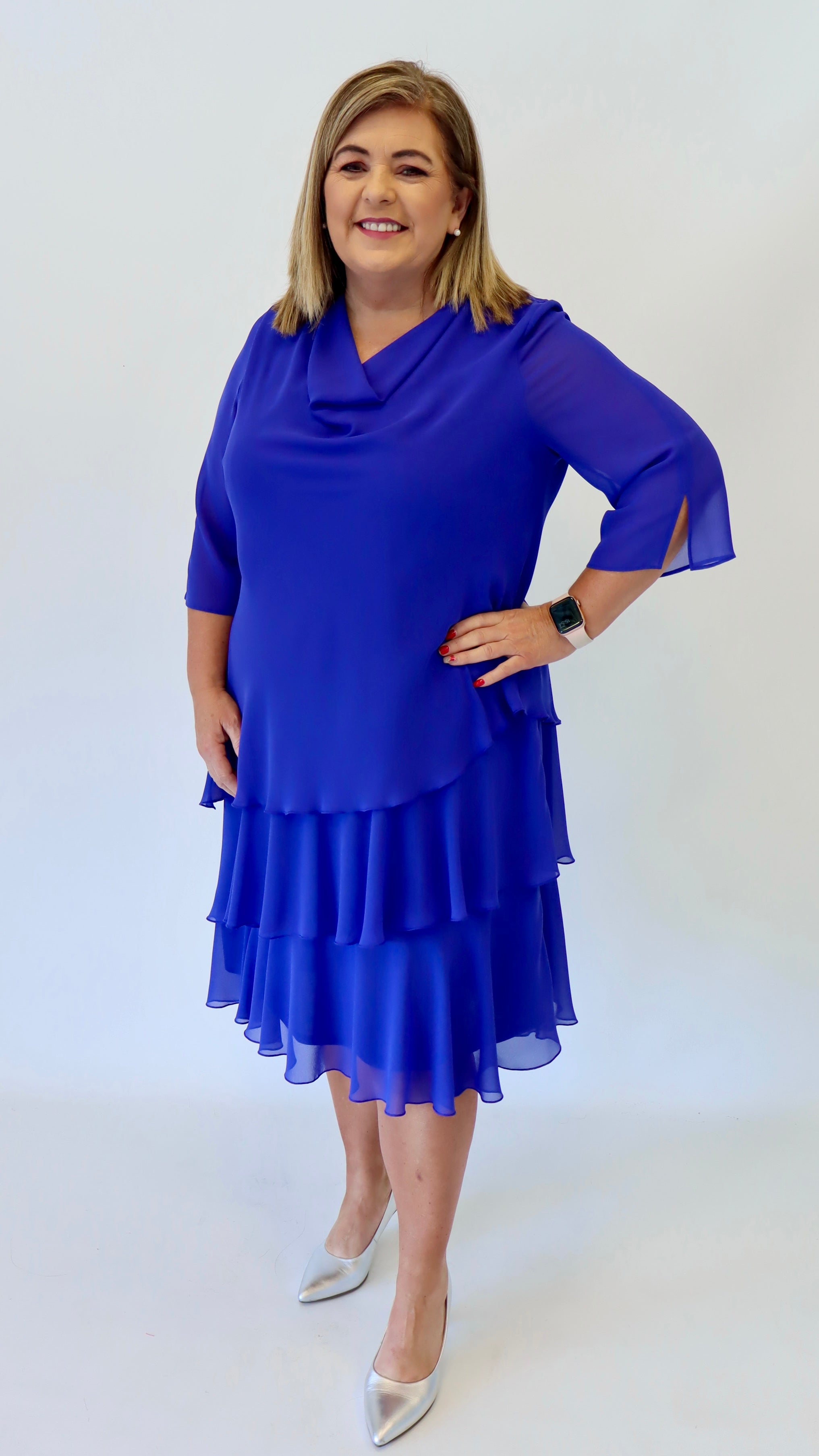 Godske Dress Cowl Neck Purple | Plus Size Dresses | Wardrobeplus.ie