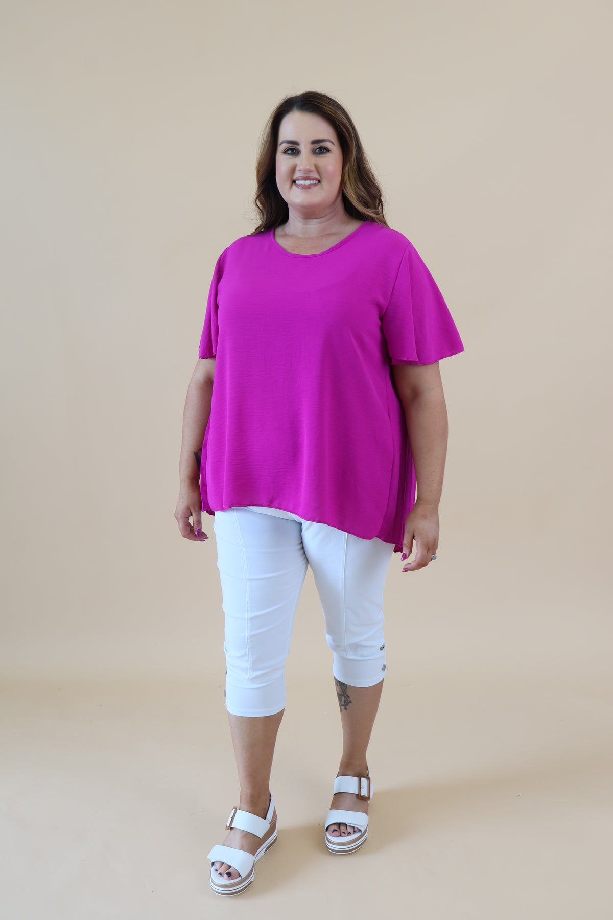 Kinley Pleated Top in Magenta