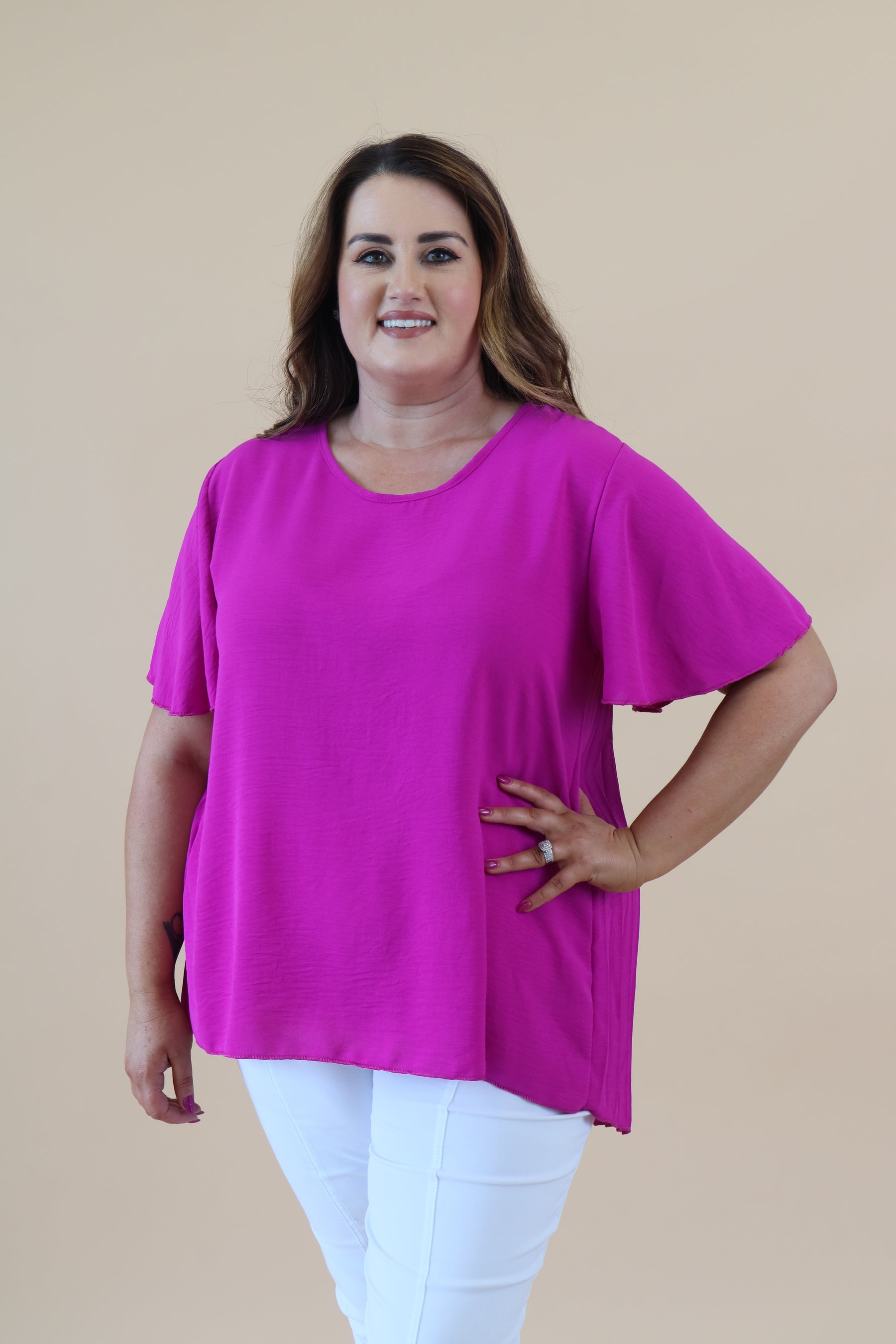 Kinley Pleated Top in Magenta