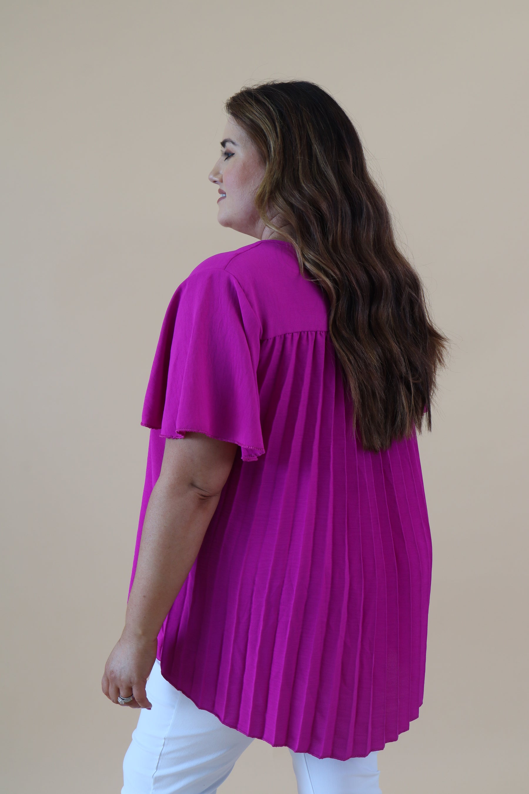 Kinley Pleated Top in Magenta