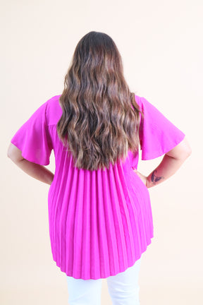 Kinley Pleated Top in Magenta