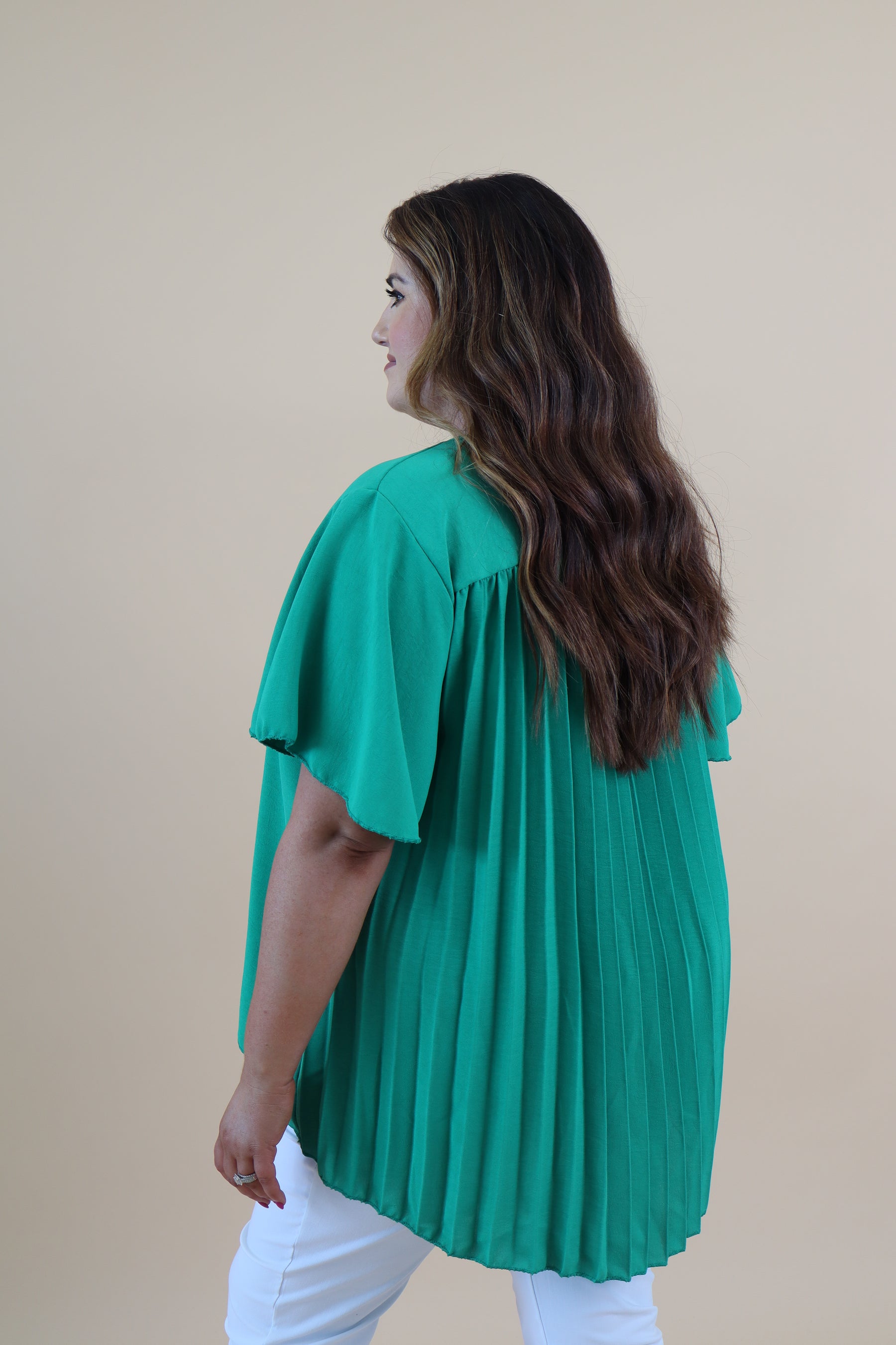 Kinley Pleated Top in Green