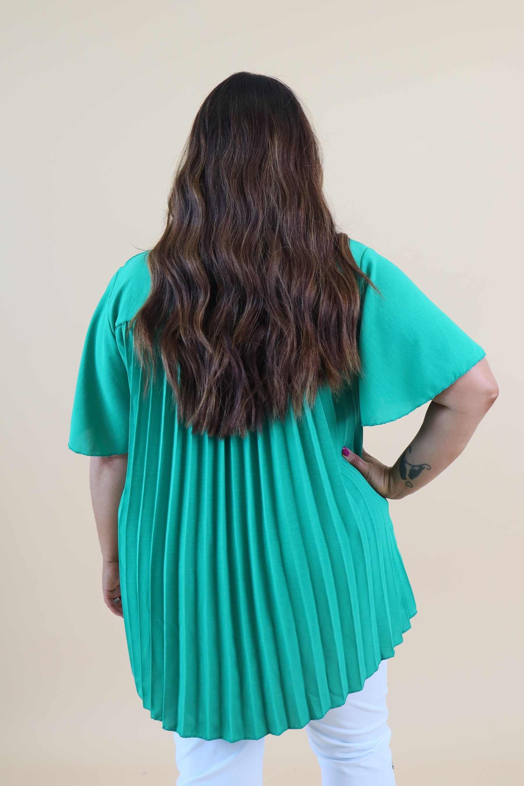 Kinley Pleated Top in Green