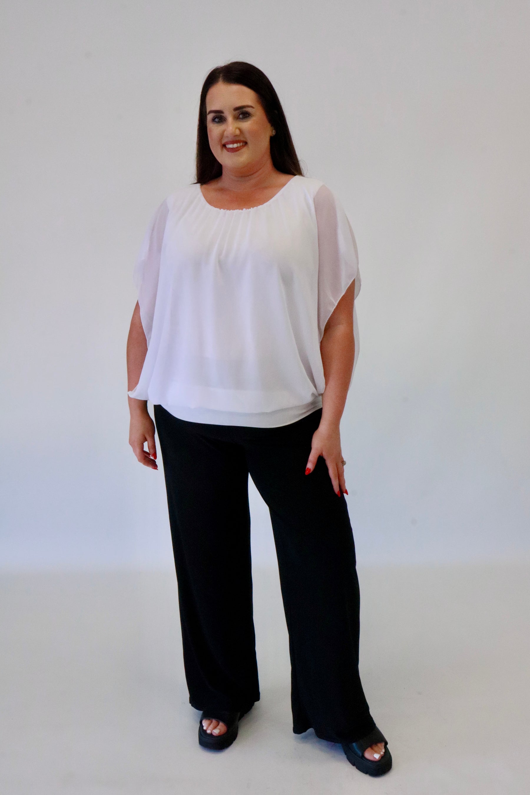 Pinns Wide Leg Trousers in Black