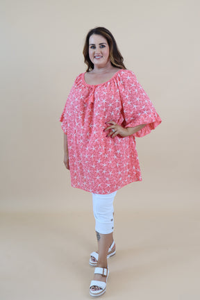 Rosie Printed Blouse in Coral