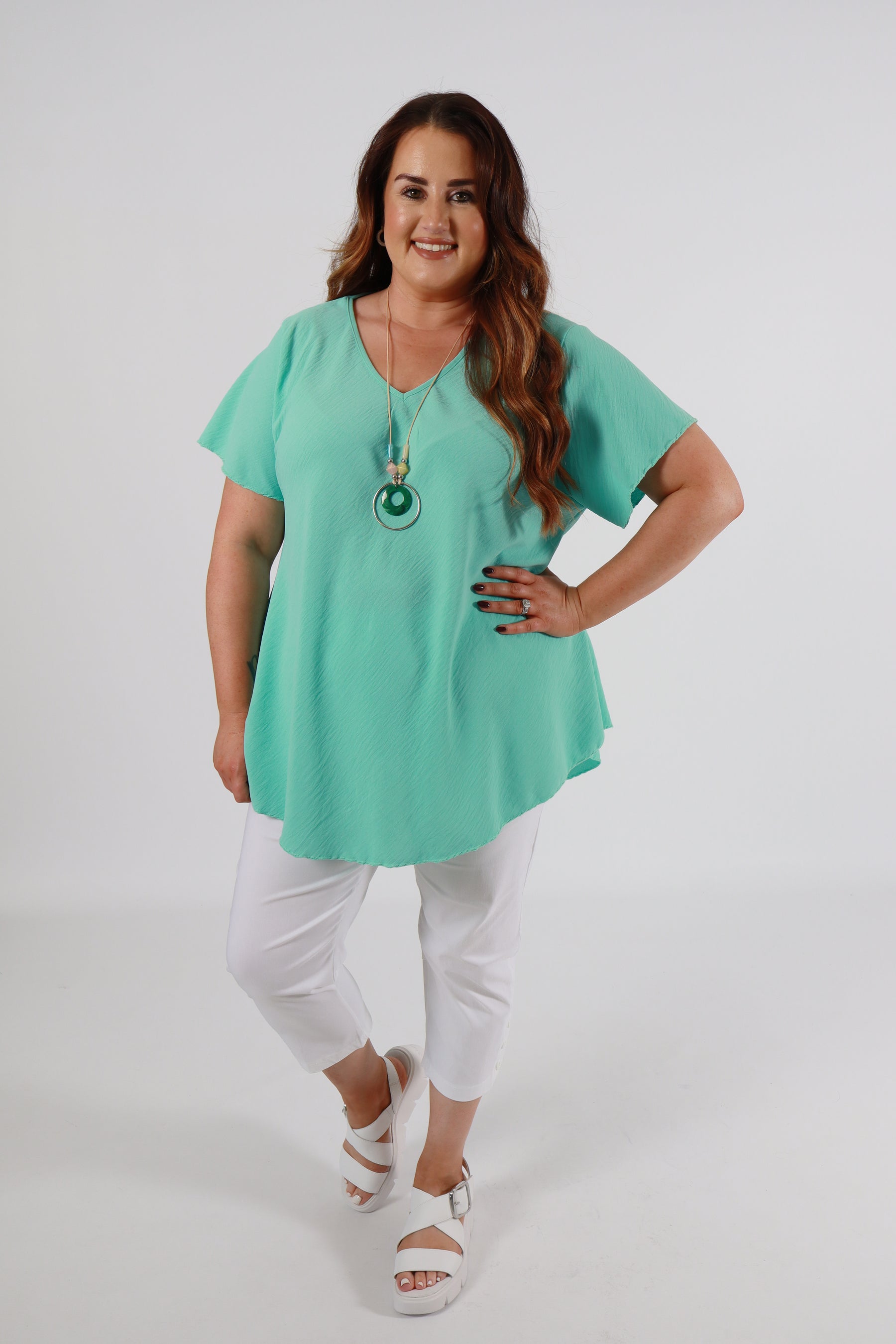 Nina Blouse in Aqua