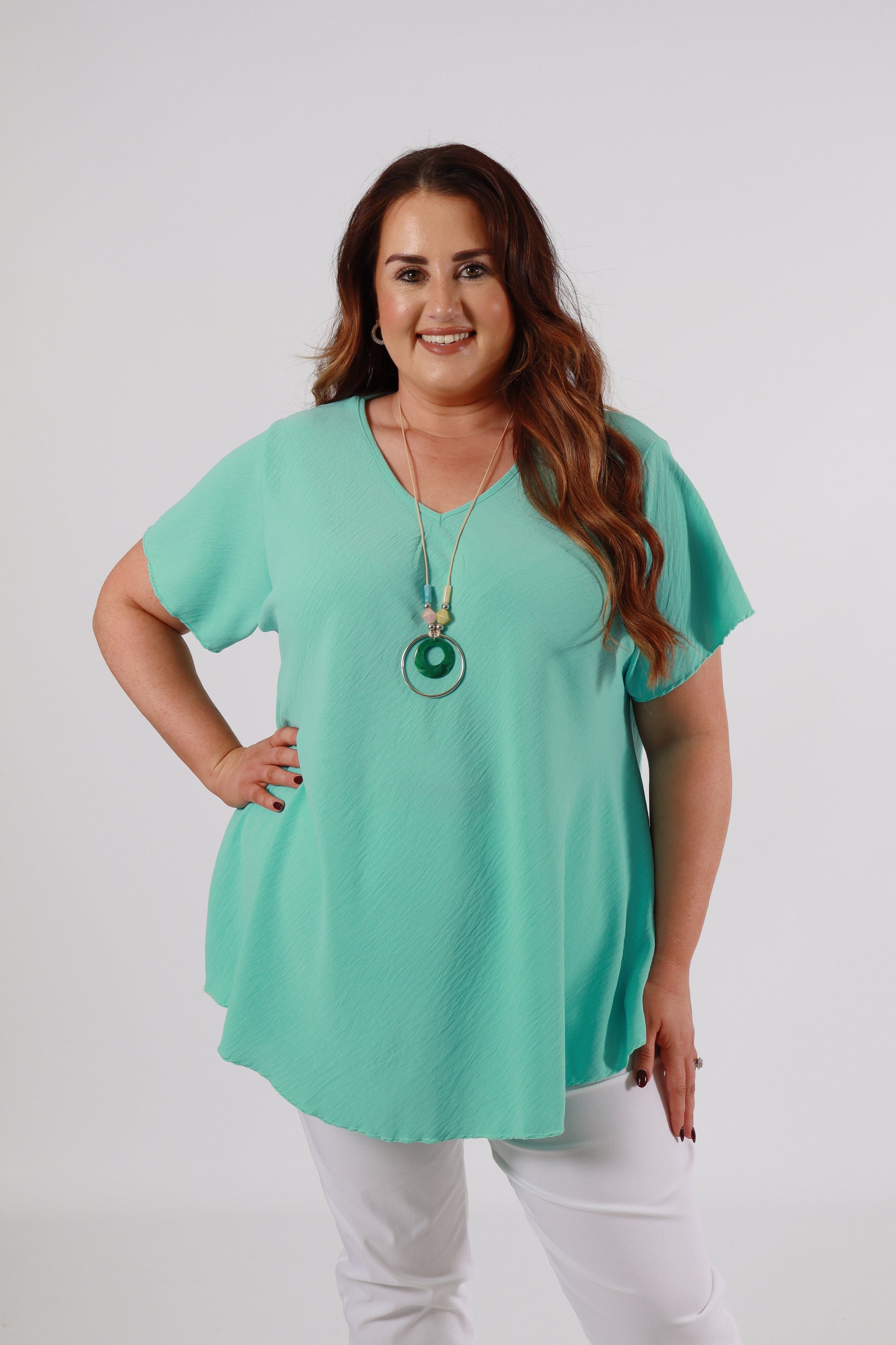 Nina Blouse in Aqua