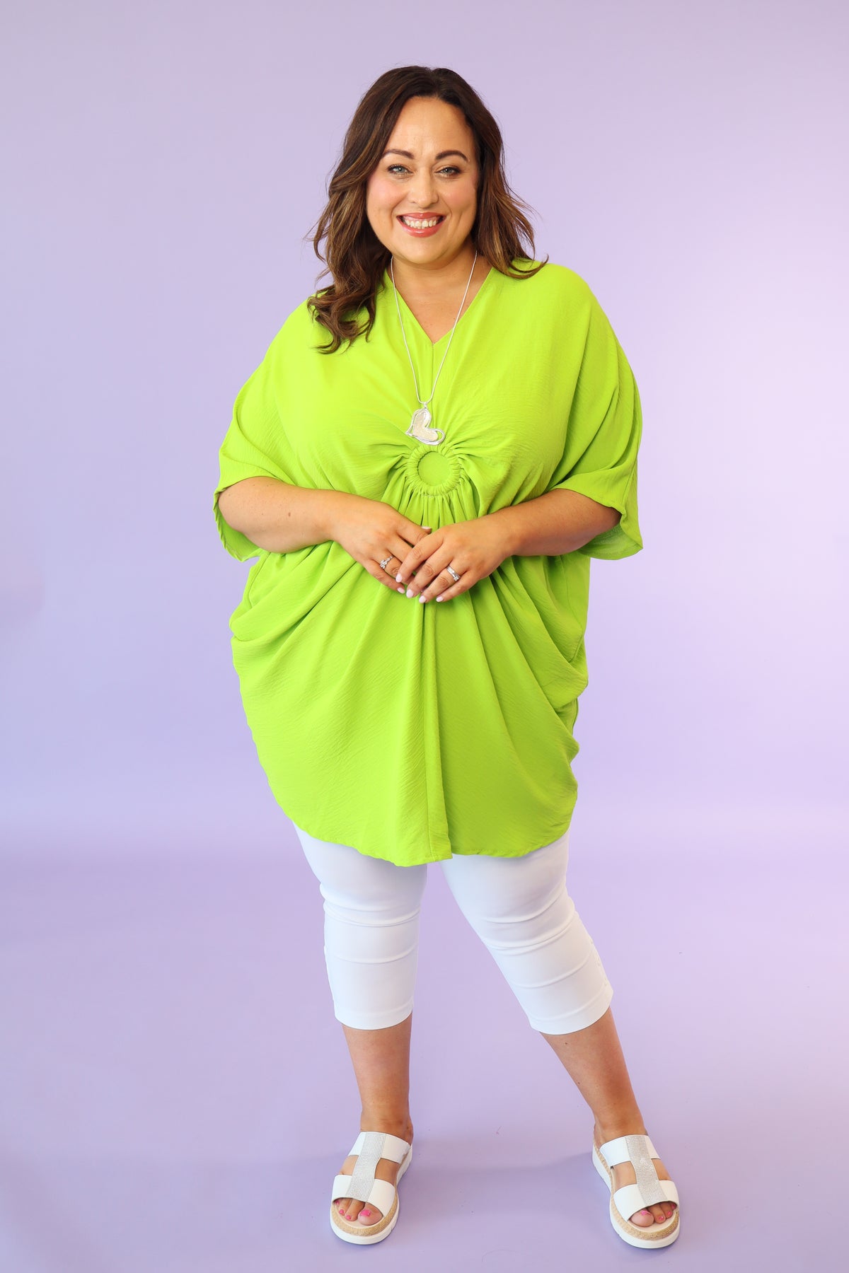 Elena Oversized Tunic in Lime