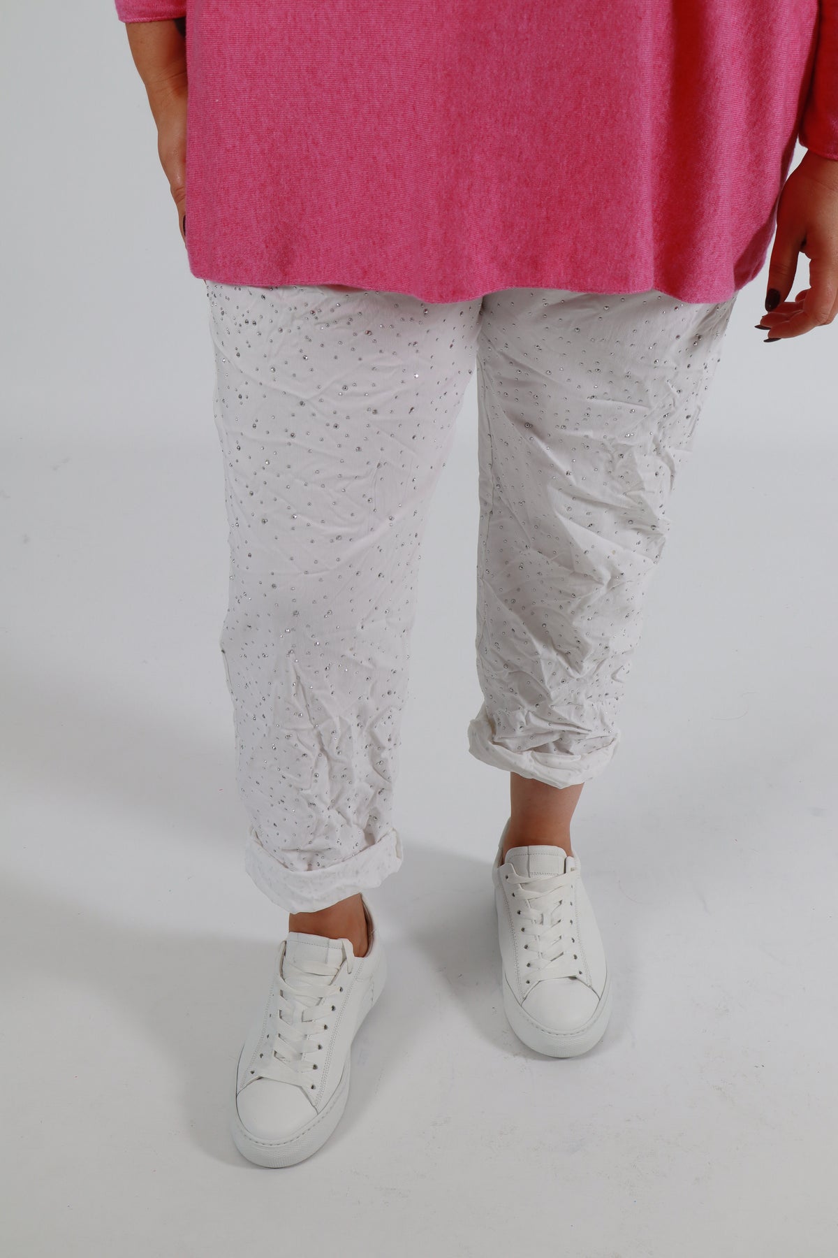 Grace Sparkle Jogger in White