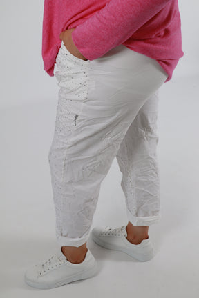 Grace Sparkle Jogger in White