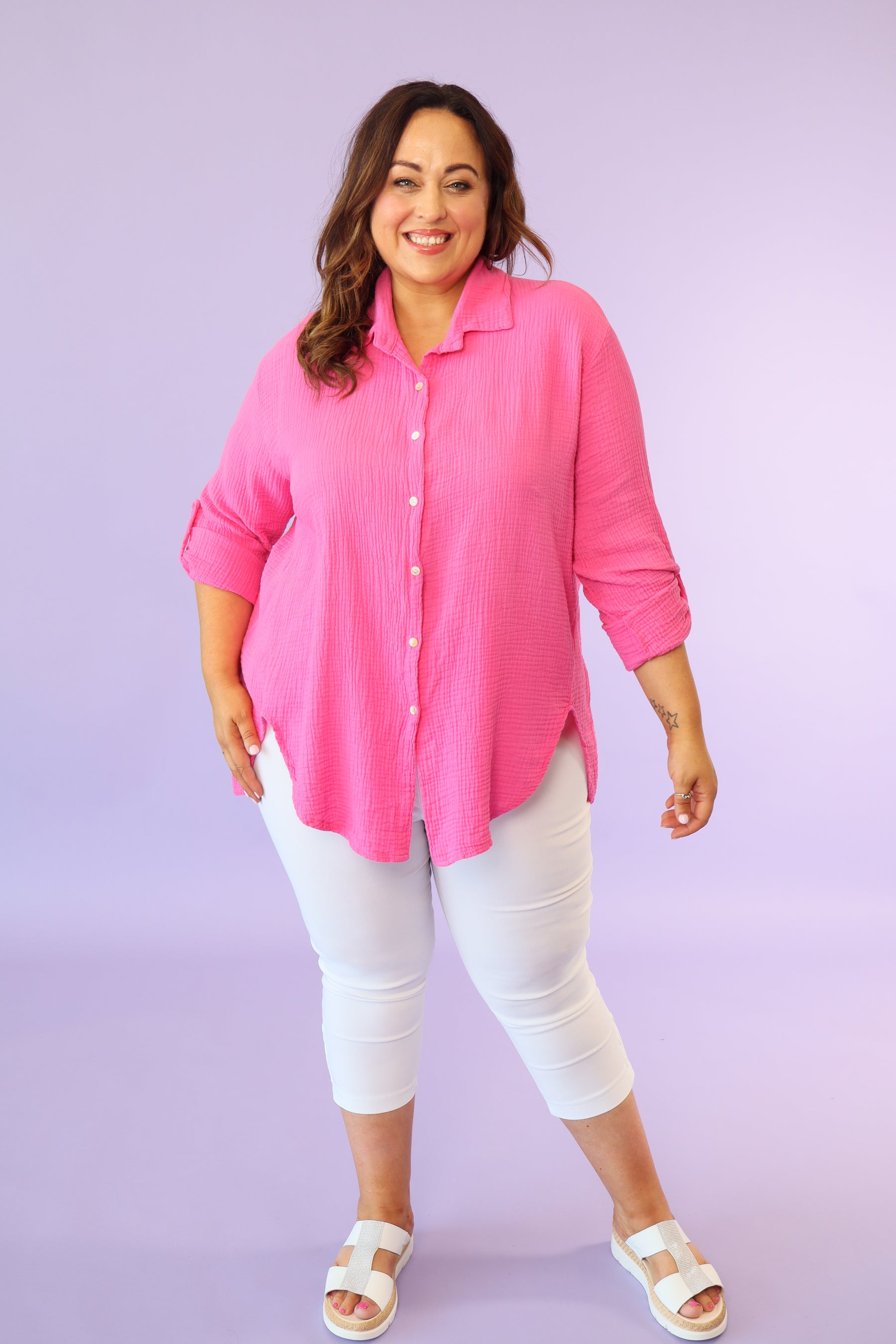 Juno Oversized Shirt in Pink