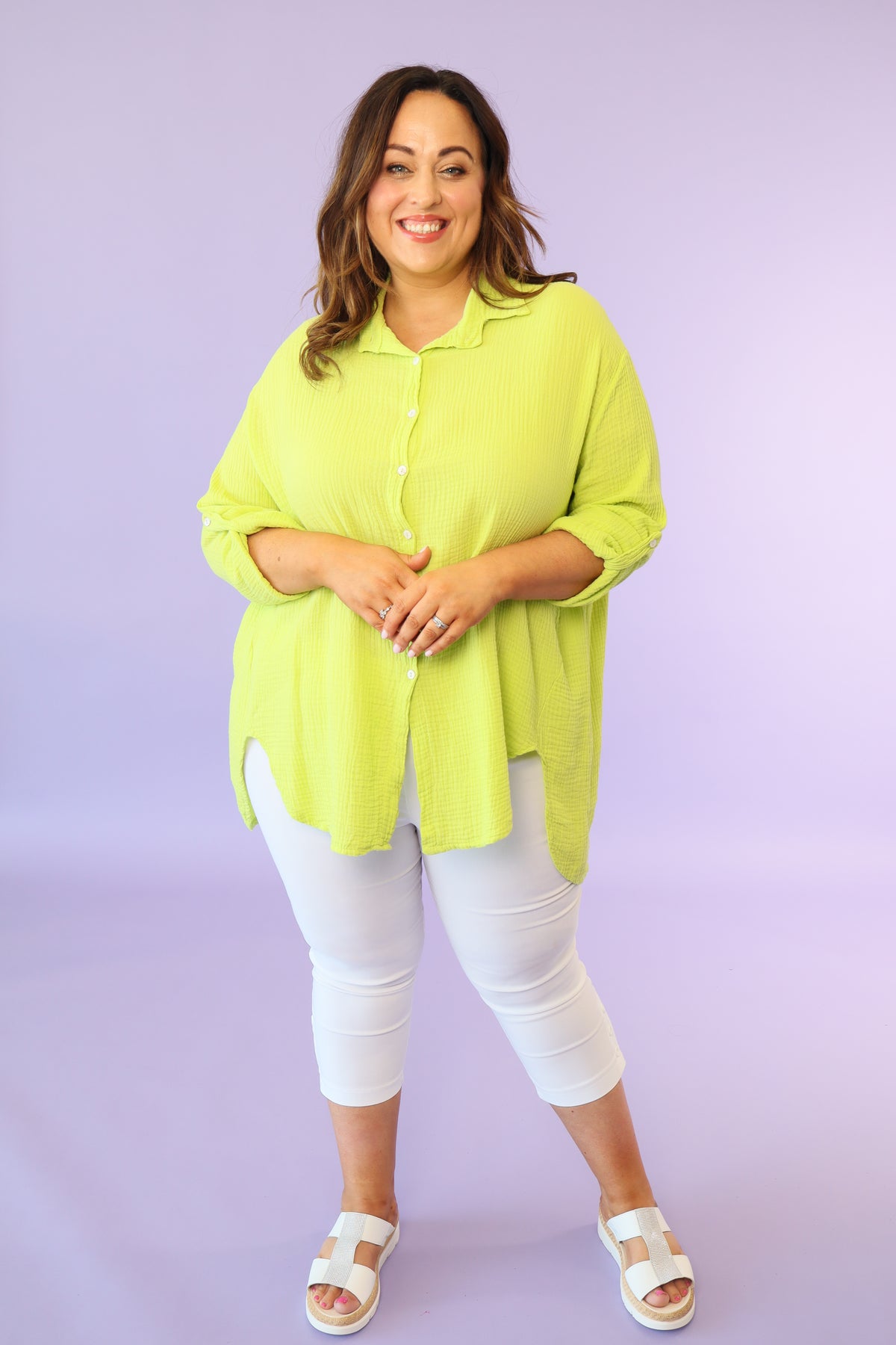Juno Oversized Shirt in Lime