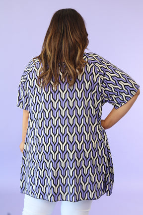 Fallon Tunic in Purple Geo Print