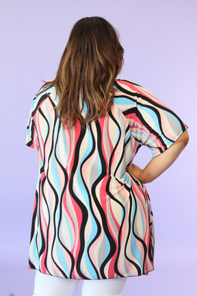 Sheila Tunic in Pink Wavy Print