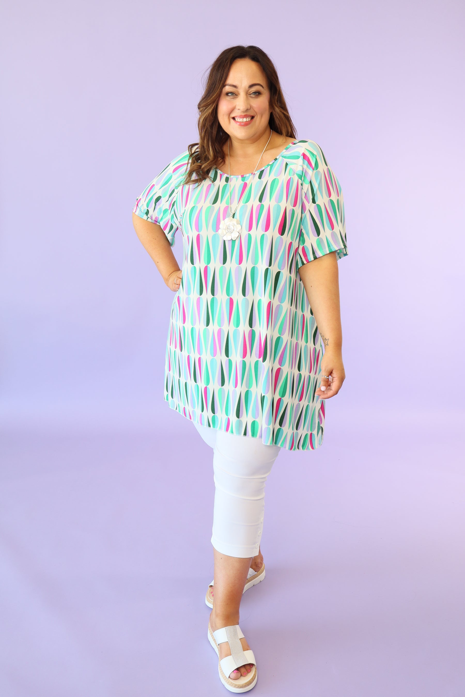 Enya Tunic in Multicolour Print