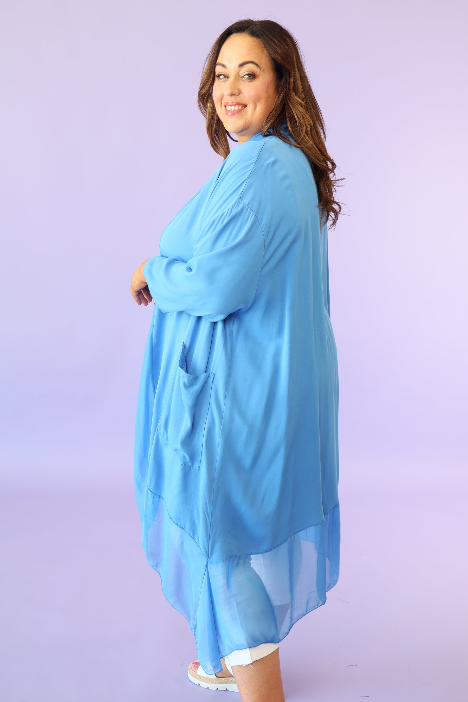 Jayla Draped Poncho in Blue