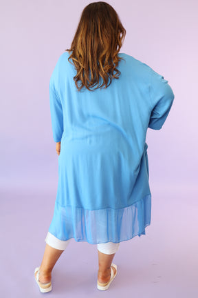 Jayla Draped Poncho in Blue