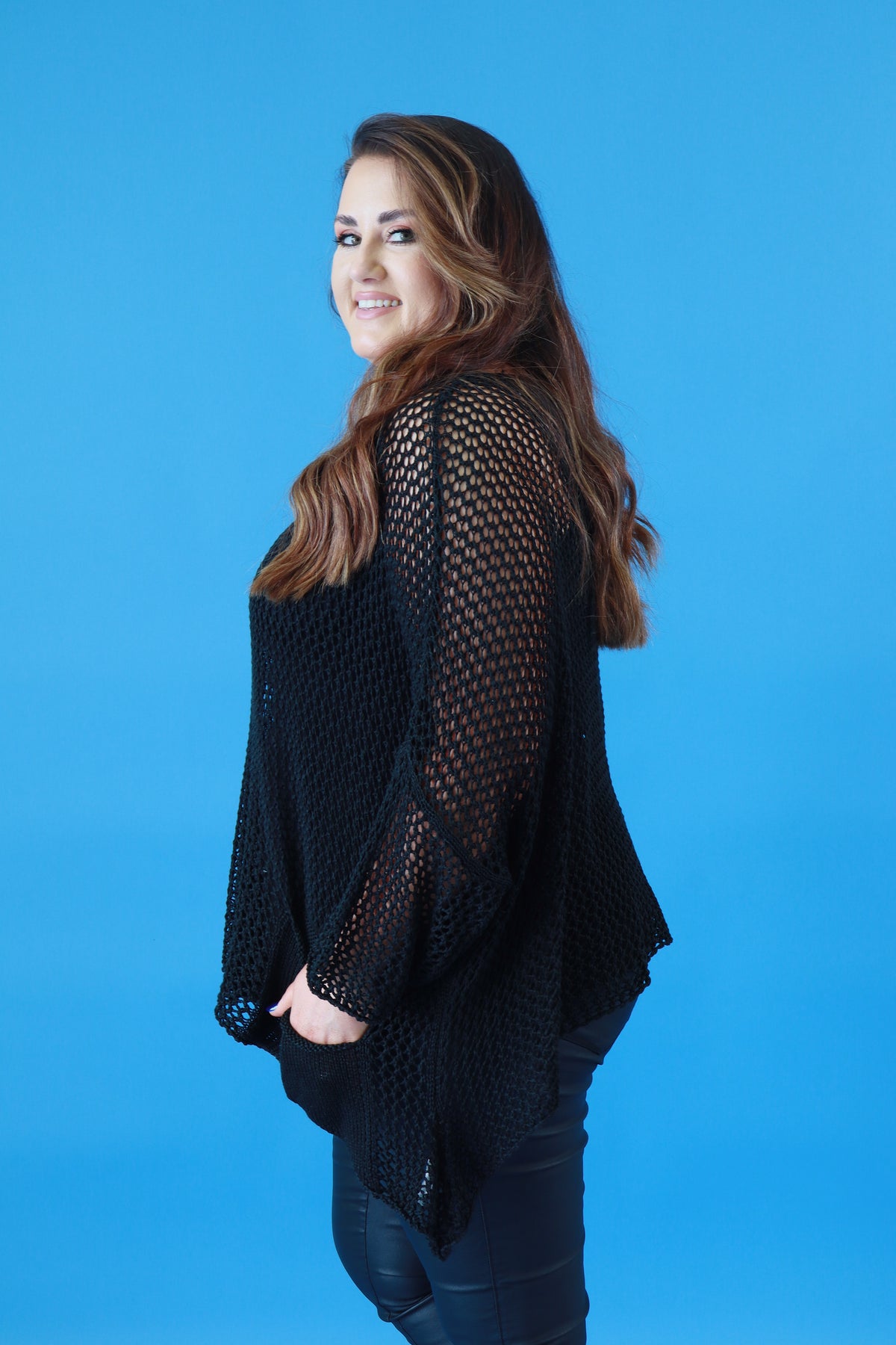 Maria Crochet Jumper in Black