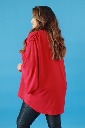 Stella Kimono Sleeve Blouse in Red