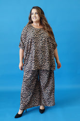 Emery Wide Trousers in Leopard Print