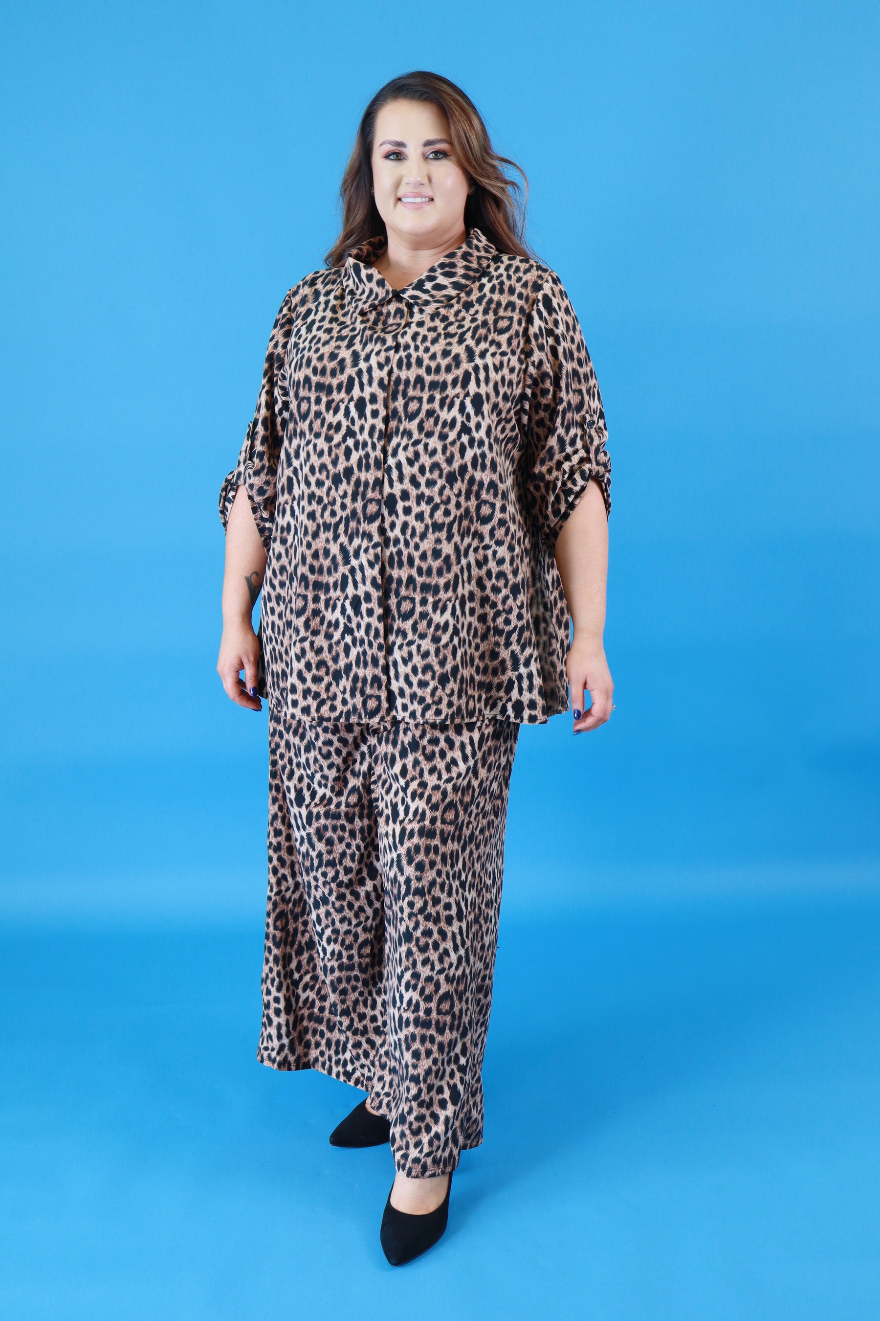 Evelynn Oversized Blouse in Leopard Print