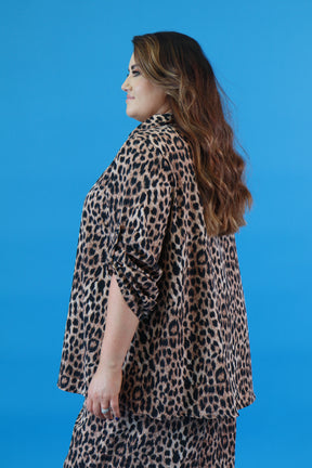 Evelynn Oversized Blouse in Leopard Print