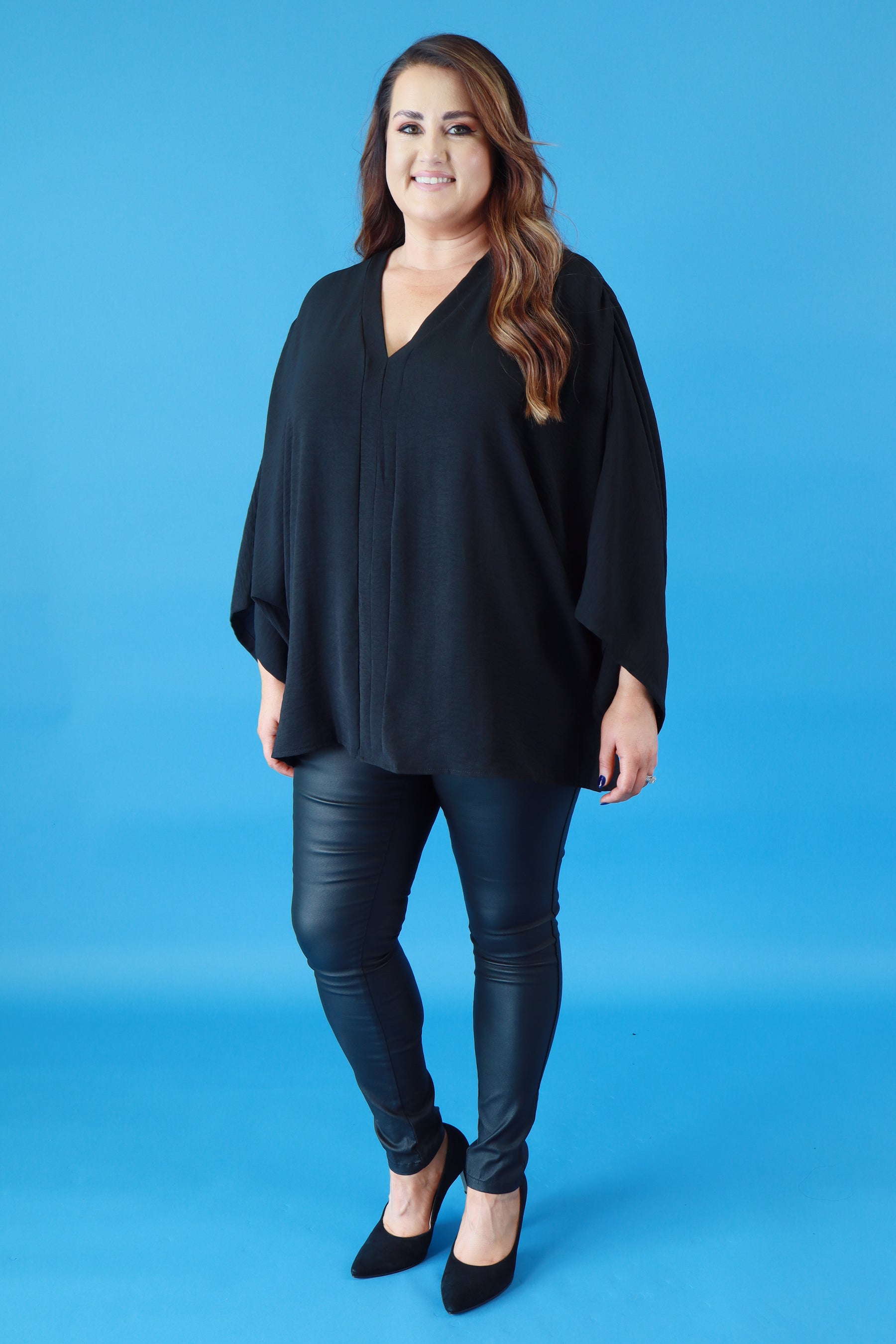 Stella Kimono Sleeve Blouse in Black